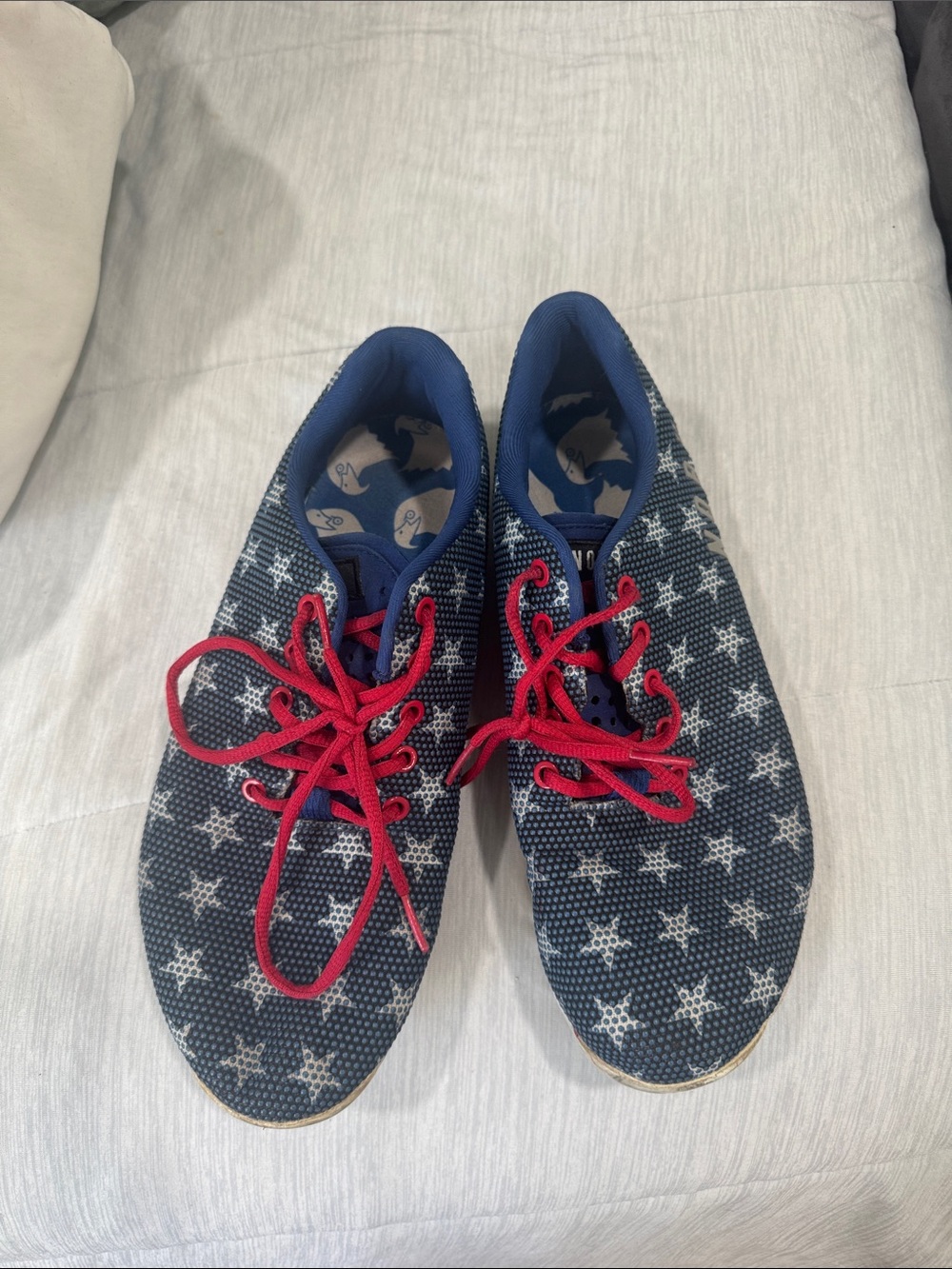 Navy Star Pattern Sneakers with Red Laces NOBULL